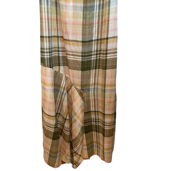 Zara TRF Pink, Green, Cream Plaid Check Satin Midi Maxi sun dress - Picture 8 of 13
